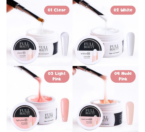 Kit Gel De Construcción Profesional Para Uñas Manicura 4pz