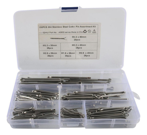 150 Piezas Pasadores De Chaveta Clip Key Fastner Fitting Kit