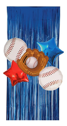 Globo Metalizados Beisbol Baseball Decoracion + Cortina 