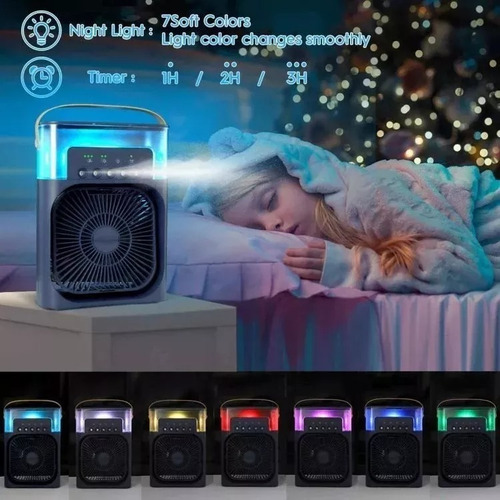 Mini Ar Condicionado Umidificador Ventilador Portátil 4 Em 1 Cor Preto