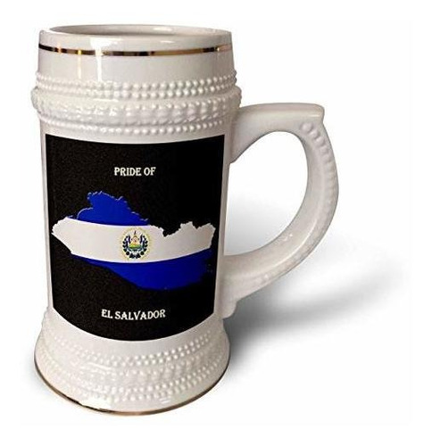 3drose Bandera De El Salvador En El Mapa - Taza Stein, 18 Oz