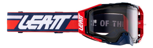 Gafas Leatt Velocity 6.5 Smoked con montura azul/roja y lentes transparentes, talla única