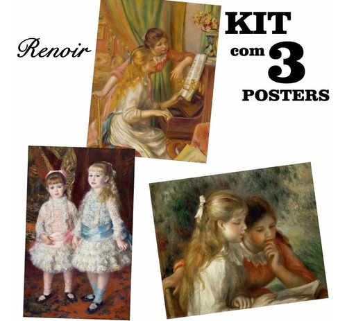 Kit 3 Posters Hd Artes De Auguste Renoir - Para Decorar Sala