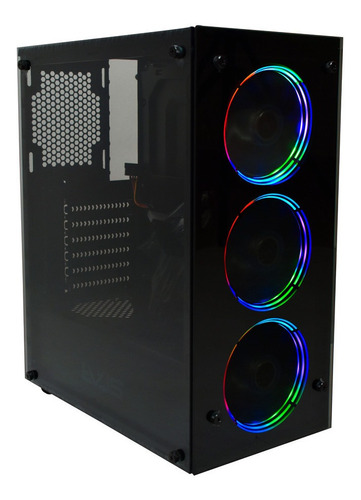 Gabinete Gamer Evus G16 3 Fans Rgb Lateral Vidro Temperado Cor Preto