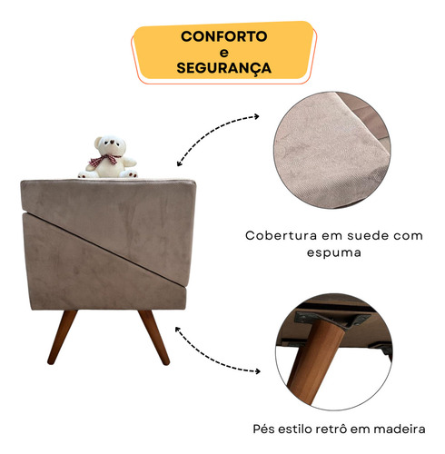 Rampa Escada Pet, Movel Puff Cachorro Gato Antiderrapante Cor Bege Tamanho 47cm Altura No Formato Rampa