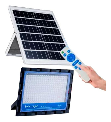 Foco Reflector Led Solar 300w Alta Potencia + Control + Panel+ Indicador De Carga  Resiste Al Agua