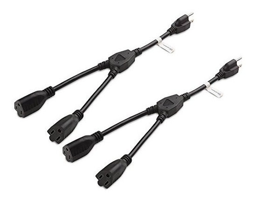 Cable Matters 2-pack 2 Outlet Power Splitter Cord (cable De