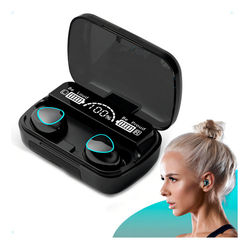 Fone De Ouvido Bluetooth Tws M10 Resistente A Água Com Nf-e Cor Preto