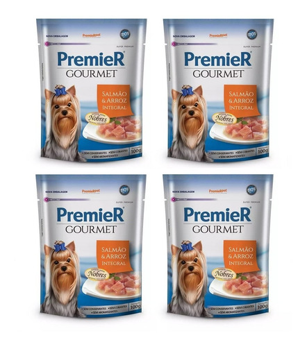 Premier Kit 4u. Sachê Gourmet P/cães Salmão E Arroz 100g