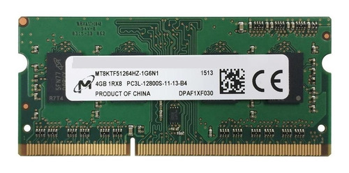 Memoria Ram Micron 4gb Ddr3 Laptop 1rx8 Pc3l-12800s-11-13-b2 (Usado)