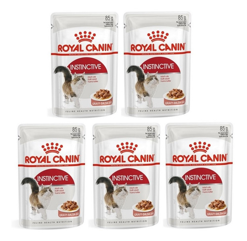 Kit 5 Unidades Sachê Instinctive Gato Adulto 85g Royal Canin