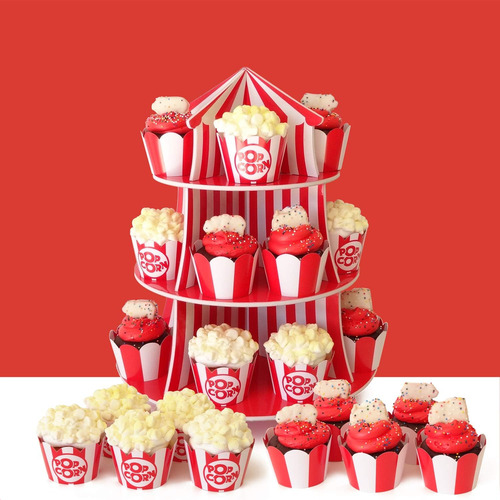 Envolturas Para Cupcakes De Palomitas De Maíz, Rayas Rojas Y