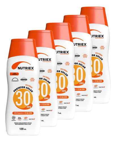 Kit 5 Un Protetor Solar Fps 30 Nutriex Profissional 120ml