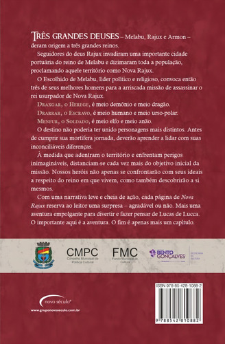 Nova Rajux: Crônicas dos três deuses, de Lucca, Lucas de. Editorial Talentos da Literatura Brasileira, capa mole em português, 2017
