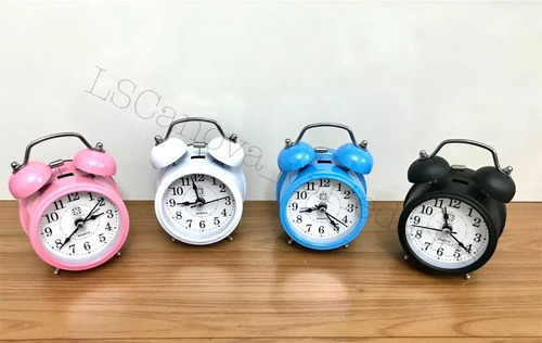 Relógio Despertador Antigo Retro Alarme Sino Alto De Mesa Cor Rosa