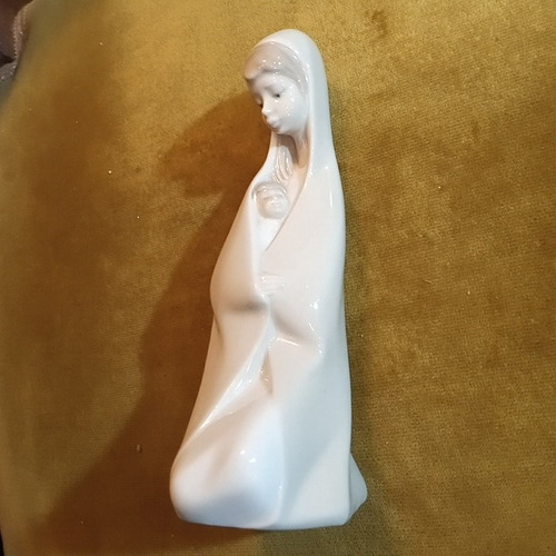 Virgen De Porcelana Lladro Con Niño Dios  Estatuilla María 