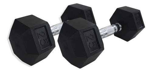 Mancuernas Hexagonales UrbanFit Pro  2 Piezas 25 Lb Acero Neopreno Caucho Color Negro