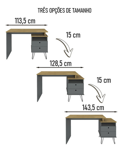 Mesa Escrivaninha Estilo Industrial Flex Lux Olmo/grafito