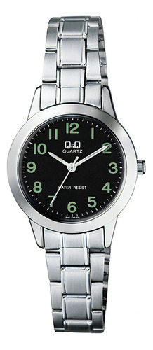 Reloj Q&q Mujer Q947j205y Negro Acero 100% Original Color de la correa Plateado