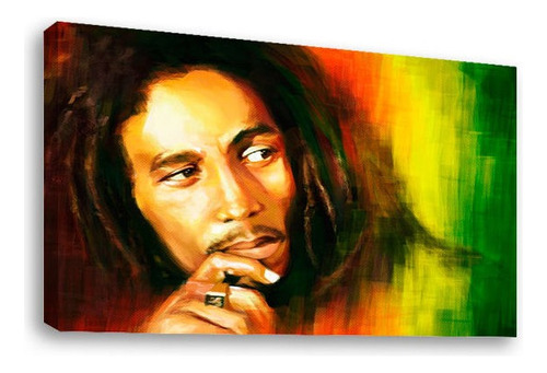 Cuadro Decorativo Canvas Moderno Bob Marley Ilustración 2 Color Natural Armazón Natural