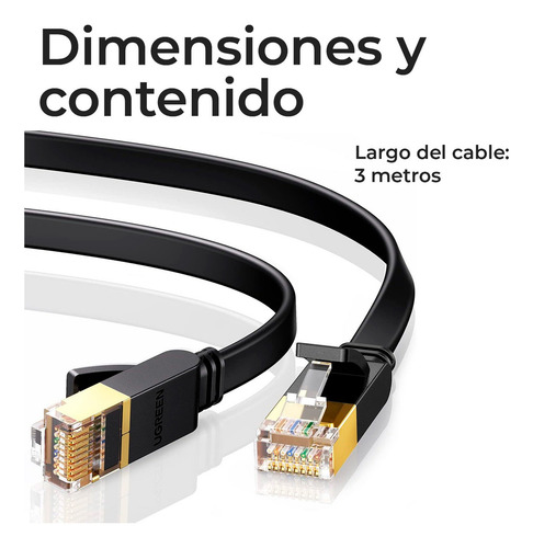 Cable de red LAN 10 Gigabit Cat7 Rj45 de 3 metros - Ugreen
