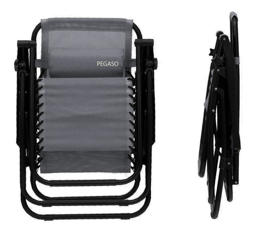 Set De2 Silla Camastro Plegable Gravedad 0+porta Vaso Pegaso Color Gris
