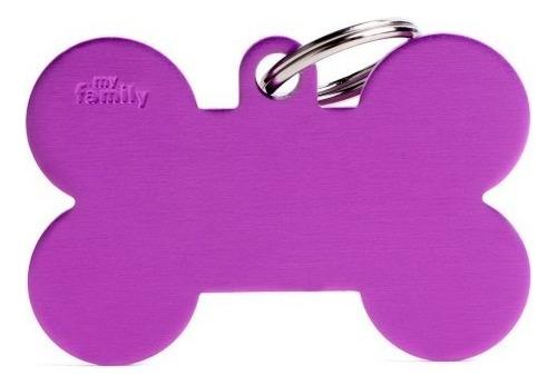 Chapita Identificadora De Mascotas Hueso Xl Grabado Color Hueso Purpura