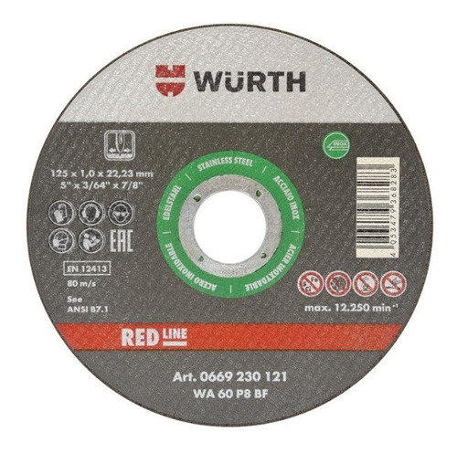 Disco De Corte 4 1/2 Pack 100 Unidades Wurth