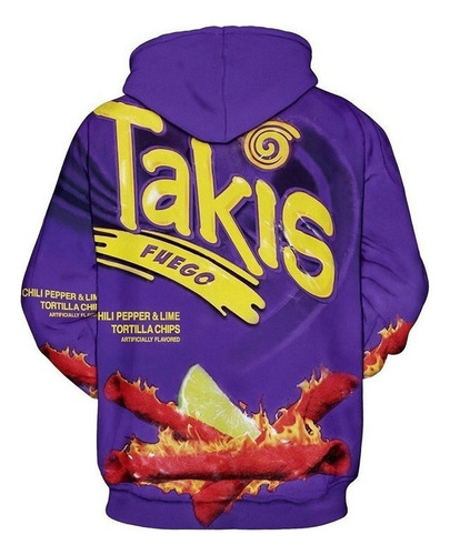 Sudadera Casual Patata Chips Takis Fuego Patrón Impresión