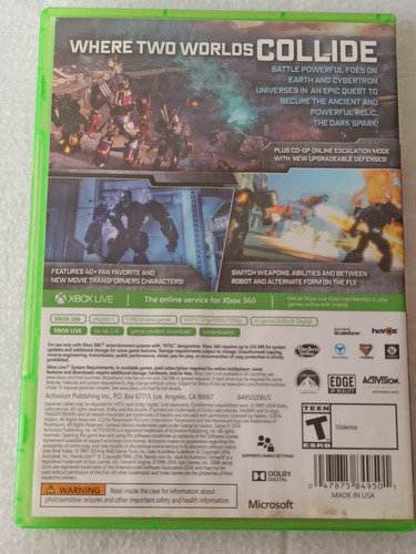 Transformers: Rise Of The Dark Spark Xbox 360 (Usado)