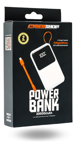 Powerbank Batería Portátil Cs 20000mah Carga 3 Dispositivos Blanco
