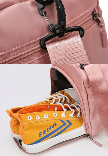 Bolsa Feminina Mala Pink Academia Fitness Transversal Casual Cor Rosa-claro Desenho do tecido Liso