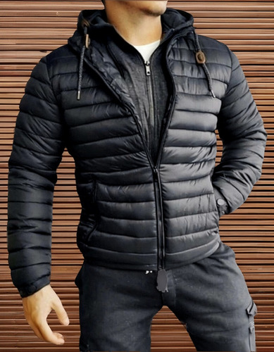 Campera Inflable Con Piel Yd New Collection Doble Cierre