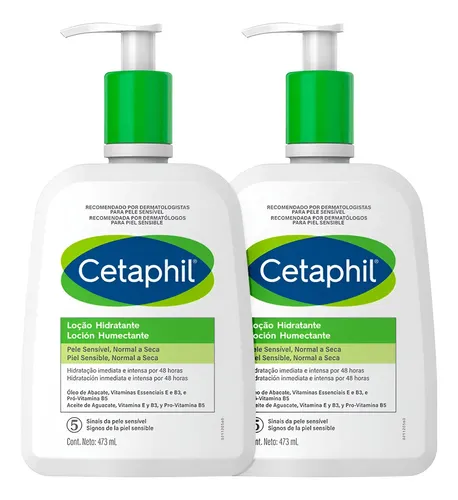Emulsão Cetaphil Corporal Kit Cetaphil Loção Hidratante Corporal e Facial en dispensador 473mL neutra - kit x 2 unidades