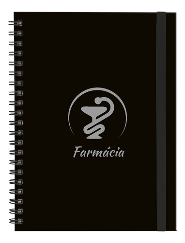 Caderno Universitário Plus Profissões Preto Prata 1 Matéria Cor Farmácia