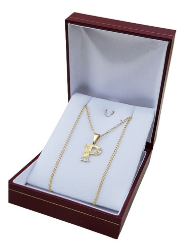 Hermoso Regalo Cadena Con Dije Letra P Enchapado Oro 18kt