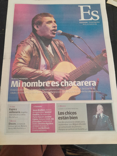 Suplemento Tiempo Espectáculos Carabajal Luis Miguel 07 2010 (Usado)
