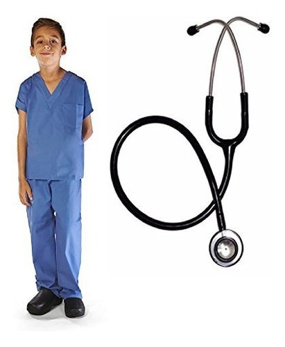 Super Soft Children Scrub Set With Black Stethoscope Combo K