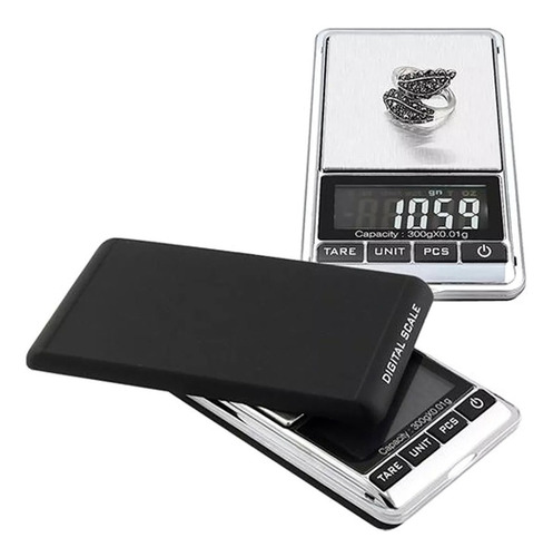 Báscula Digital Gramera De Alta Precisión - Pesa Desde 0.01 A 300g Ideal Para Joyería, Cocina, Especias, Repostería Capacidad Máxima 0.3 Kg Color Negro