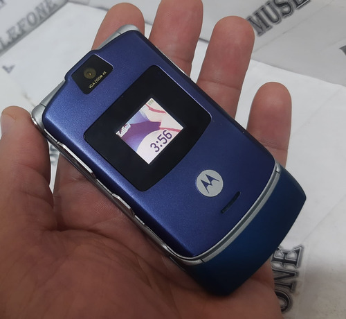 Motorola V3 Azul Marinho+capa Couro Celular Antigo Relíquia Azul-marinho (Usado)