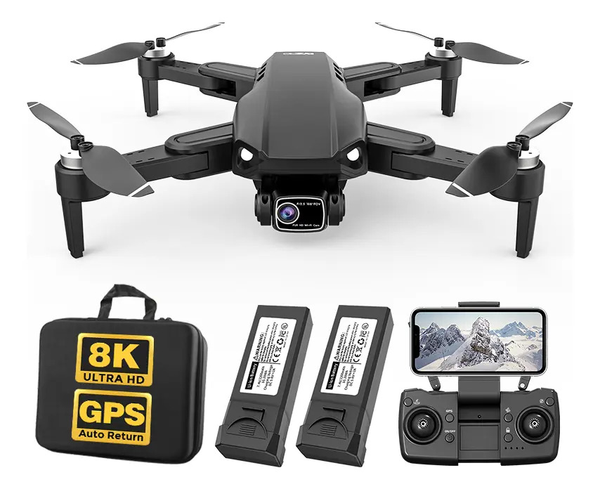 Mini drone L900 PRO SE com dual câmera 8K preto 5GHz 2 baterias Motor sem escova profissional