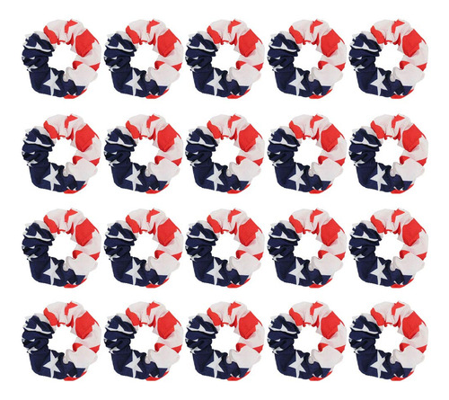 20 Unids Mujeres Pelo Scrunchies  Bandera Americana Union Ja