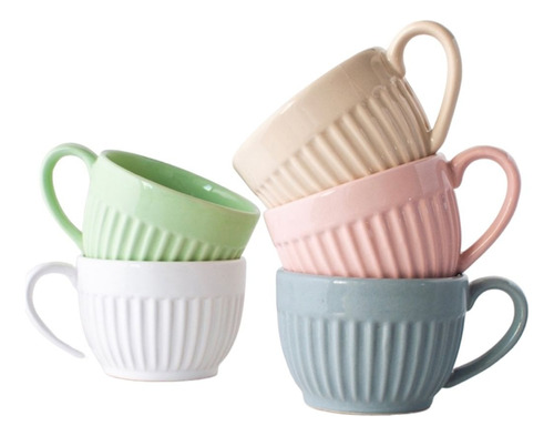 Taza Ceramica Canela Colores Pasteles 350 Ml Pack X6