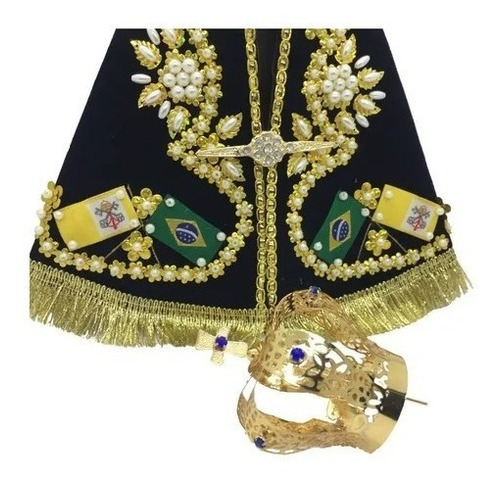 Manto Coroa E Broche P/ Imagem Nossa Senhora Aparecida 25cm