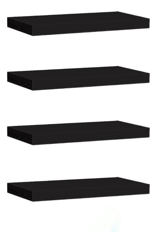 Set De 4 Repisas Flotantes Minimalistas 60x20cm Negro
