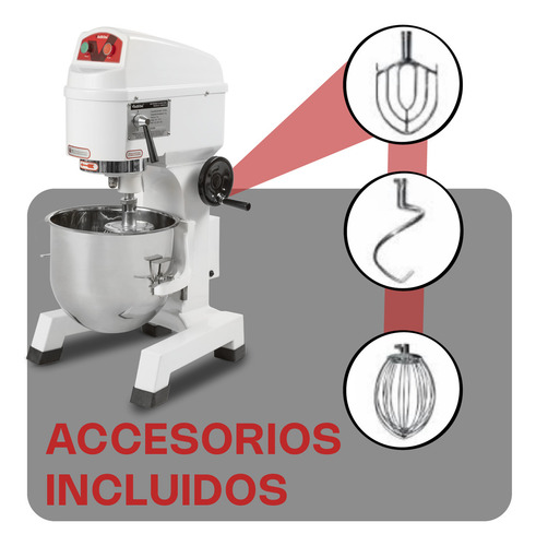 Batidora De Pedestal Planetaria Comercial Vinson Rhino Bavin20 Lt Color Blanco Frecuencia 60 Hz