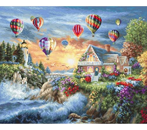 Cross Stitch Kit Luca-s - Balloons Over Sunset Cove, Go...