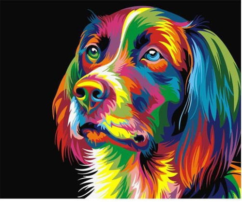Pintura Numerada Cachorro Colorido