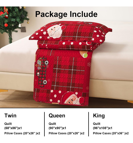 Smuge Navidad Colcha Colcha Sets Queen Size - Santa C...