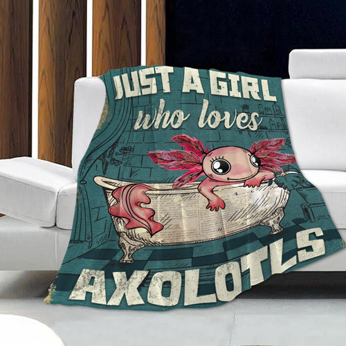 Just Girl Who Loves Axolotls Cute Axolotl Franela Manta...